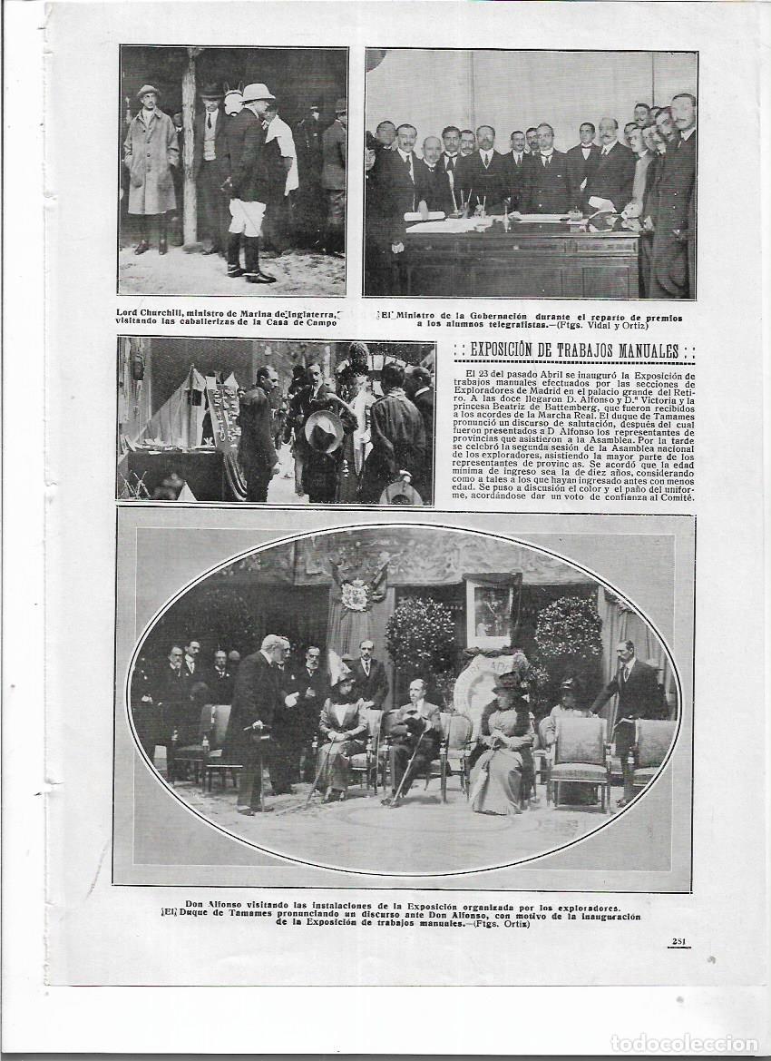 Collezionismo: A&Ntilde;O 1914 RECORTE PRENSA MADRID REY INAUGURACION EXPOSICION TRABAJOS MANUALES DE LOS EXPLORADORES