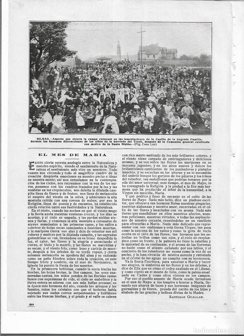 Collectionnisme: A&Ntilde;O 1914 RECORTE PRENSA BILBAO CAMPA CAPILLA SAGRADA FAMILIA COMUNION NI&Ntilde;OS BARRIADA DEL TIVOLI