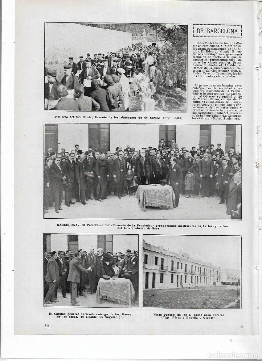 Collezionismo: A&Ntilde;O 1914 RECORTE PRENSA BARCELONA INAUGURACION BARRIO OBRERO DE SANTS SANS ENTREGA DE LLAVES CASAS