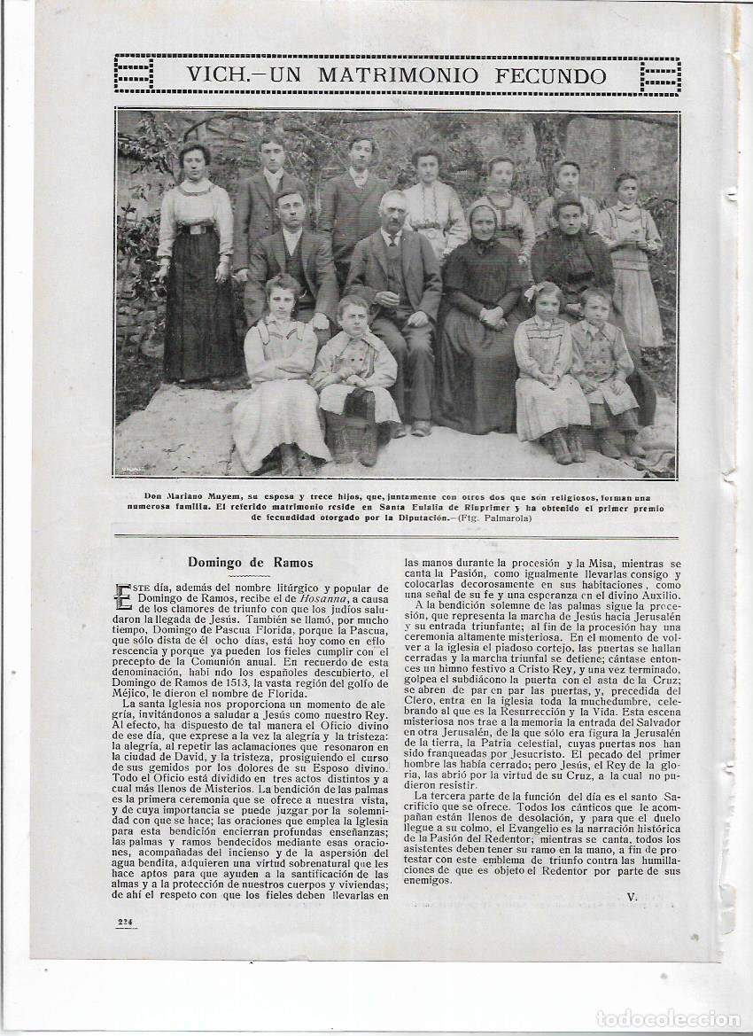 Collezionismo: A&Ntilde;O 1914 RECORTE PRENSA VIC MATRIMONIO 13 HIJOS MARIANO MUYEM SANTA EULALIA DE RIUPRIMER PREMIO