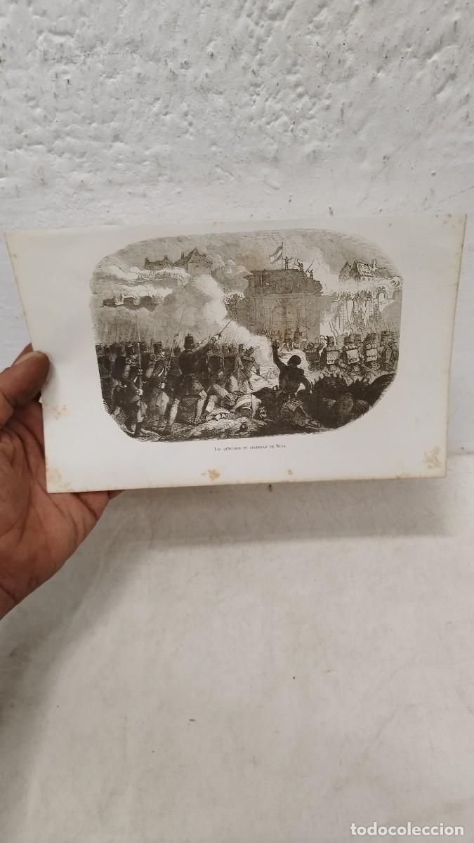 Coleccionismo: Antigua L&aacute;mina original Sg.XVII-XIX - Los Hungaros de apoderan de Buda