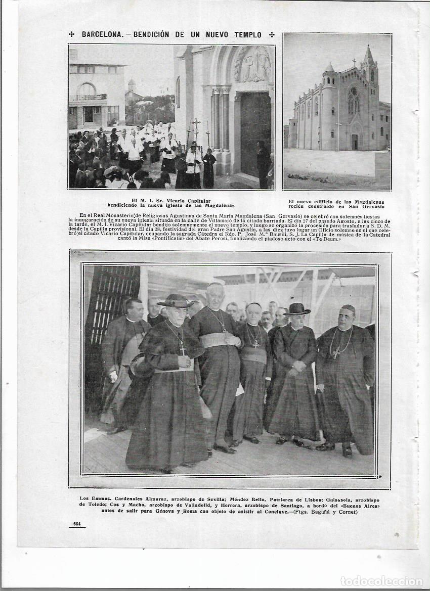 Collezionismo: A&Ntilde;O 1914 RECORTE PRENSA BARCELONA BENDICION NUEVA IGLESIA DE LA MAGDALENA SANT GERVASI SAN GERVASIO