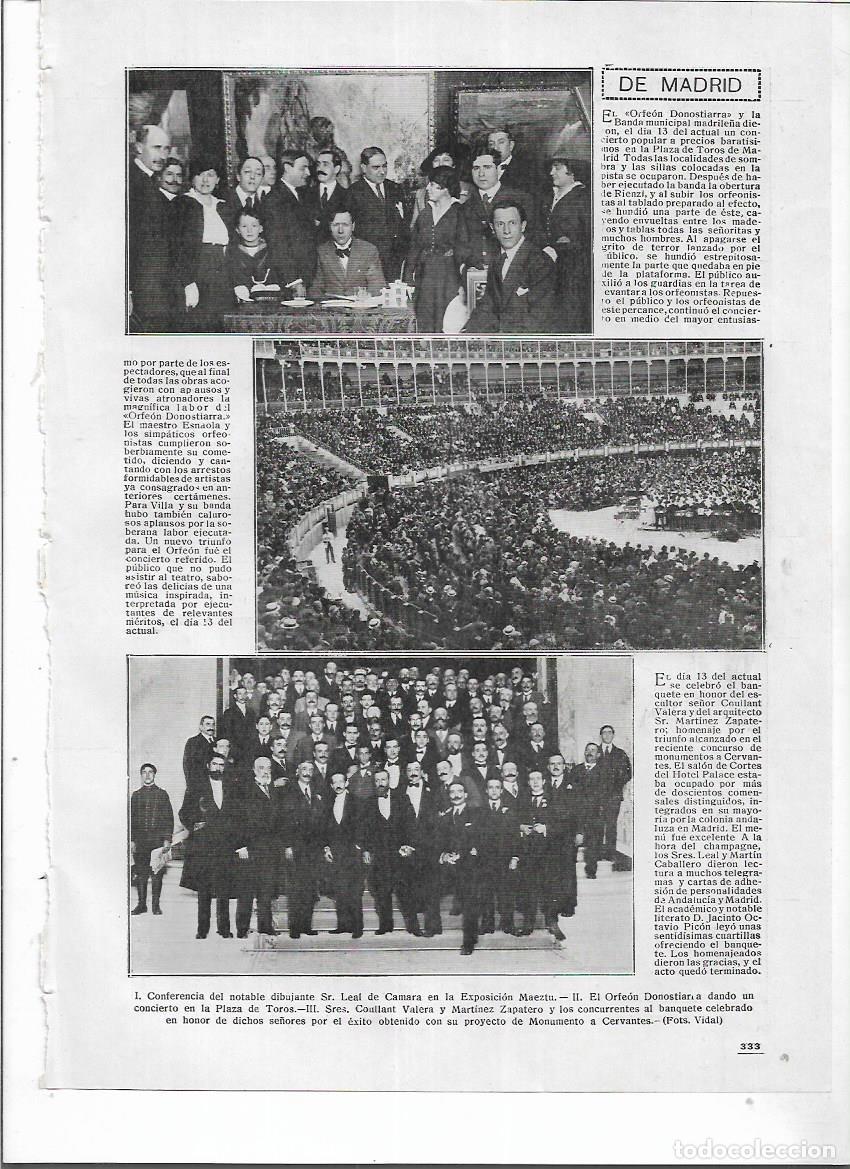 Coleccionismo: 1916 RECORTE PRENSA MADRID BANQUETE HOMENAJE COULLAUT VALERA MARTINEZ ZAPATERO MONUMENTO CERVANTES