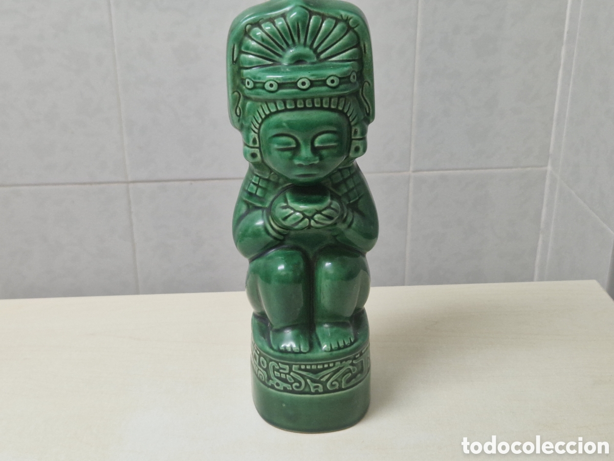 Coleccionismo: BOTELLA DE PORCELANA FIGURA AZTECA - Foto 5
