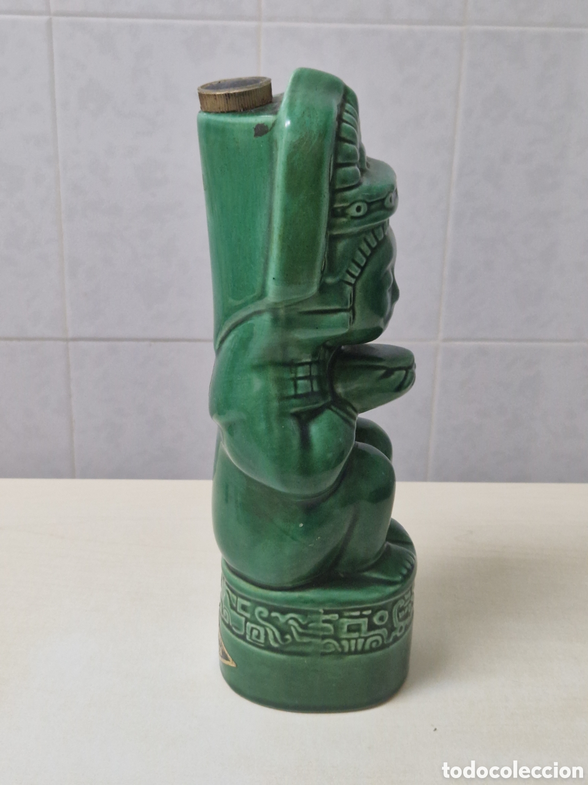 Coleccionismo: BOTELLA DE PORCELANA FIGURA AZTECA - Foto 7