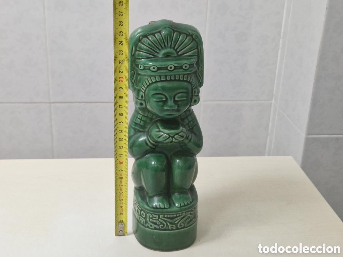 Coleccionismo: BOTELLA DE PORCELANA FIGURA AZTECA - Foto 12