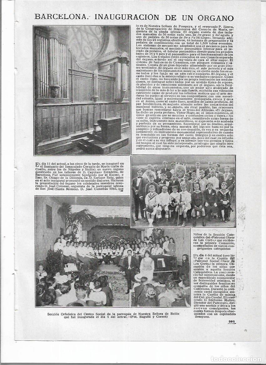 Collecting paper: A&Ntilde;O 1916 RECORTE PRENSA BARCELONA INAUGURACION ORGANO CALLE COELLLO SANTUARIO SAGRADO CORAZON MARIA