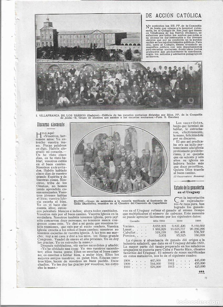 Collectionnisme: A&Ntilde;O 1916 RECORTE PRENSA VILLAFRANCA DE LOS BARROS BADAJOZ EDIFICIO ALUMNOS ESCUELA NOCTURNA JESUITAS