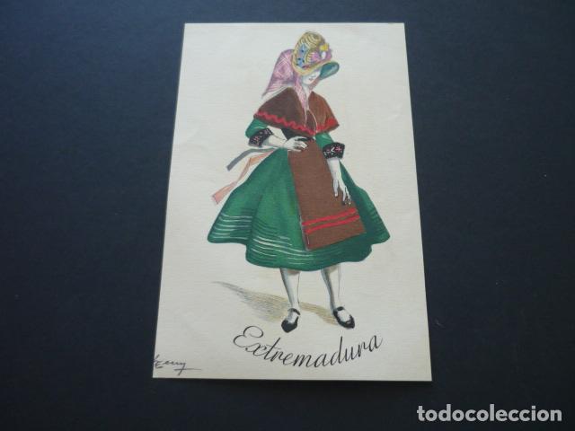 Coleccionismo: EXTREMADURA MUJER EXTREME&Ntilde;A ANTIGUA CROMOLITOGRAFIA 9,5 X 15 CMTS