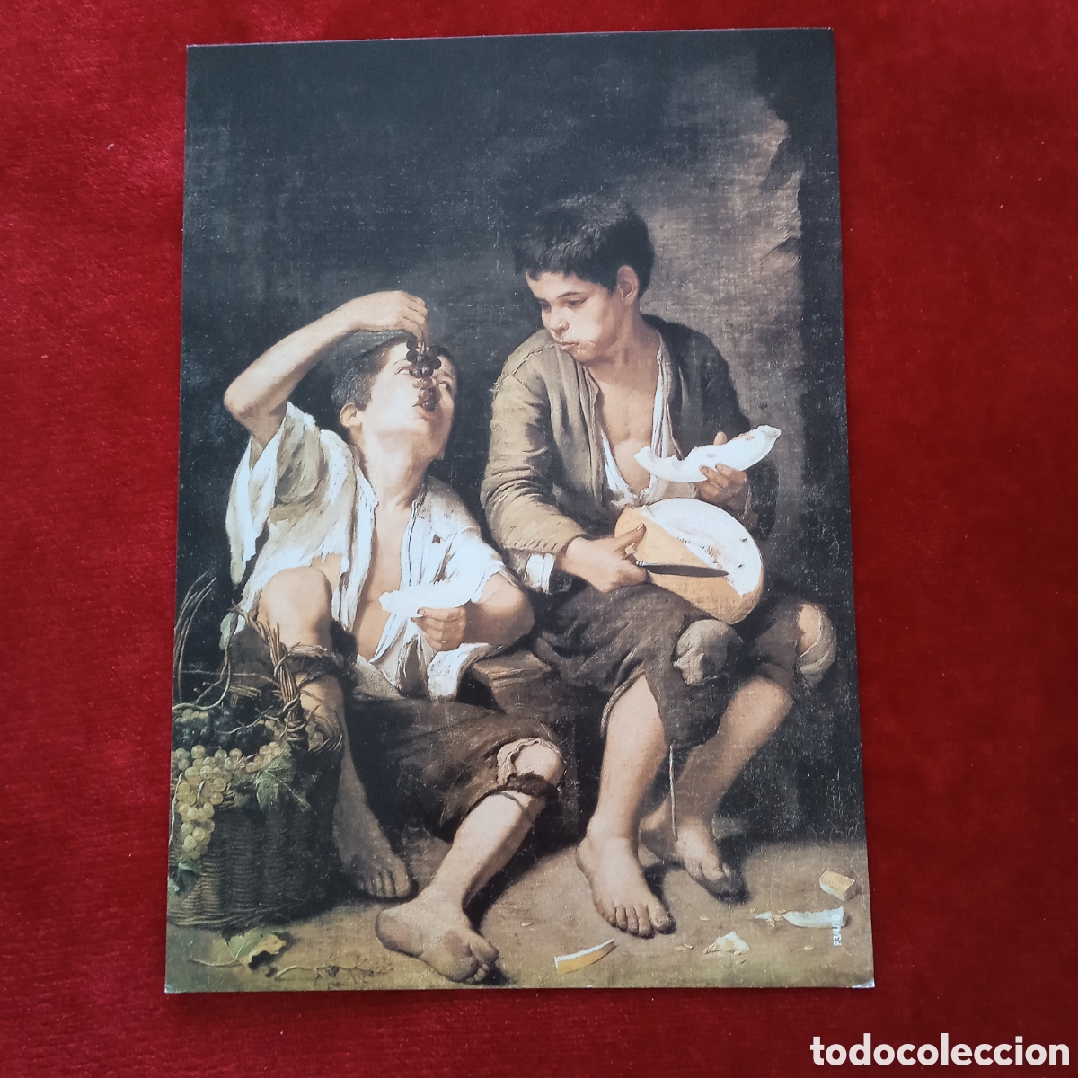 Coleccionismo: Murillo,Lamina Dos ni&ntilde;os comiendo mel&oacute;n y uvas - Foto 4