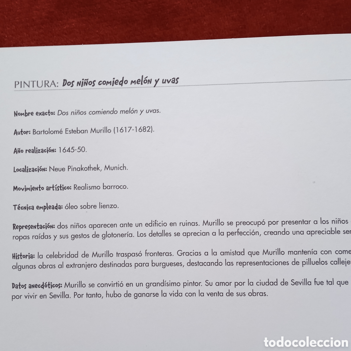 Coleccionismo: Murillo,Lamina Dos ni&ntilde;os comiendo mel&oacute;n y uvas - Foto 15
