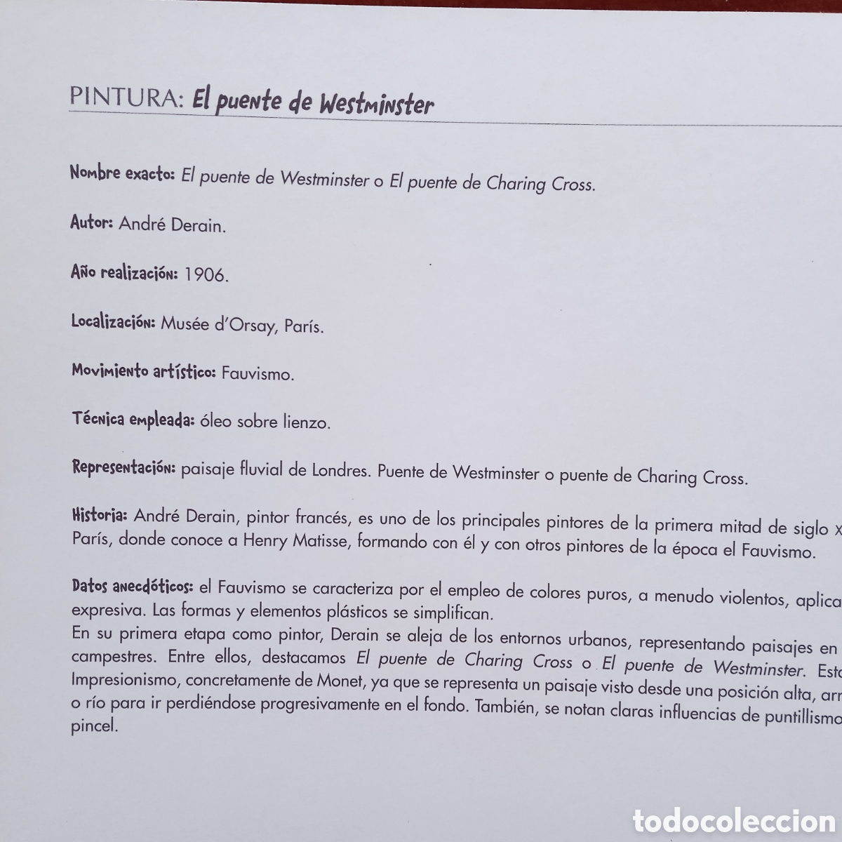 Coleccionismo: Andr&eacute; derain,Lamina El puente de westminster - Foto 7