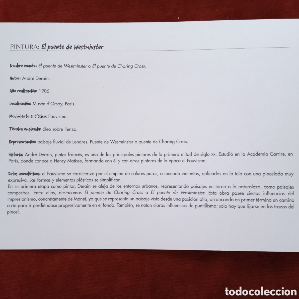 Coleccionismo: Andr&eacute; derain,Lamina El puente de westminster - Foto 8