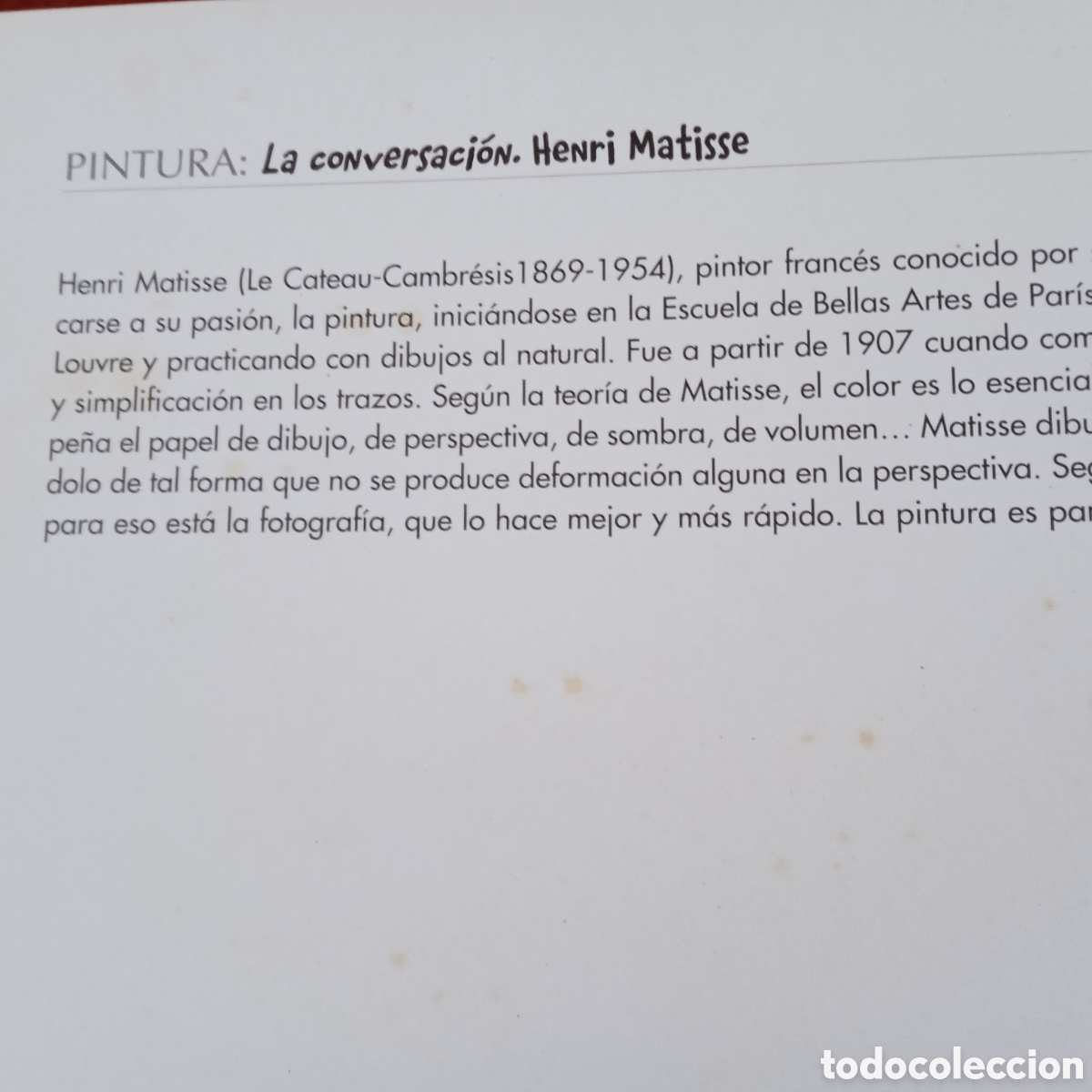 Coleccionismo: Henri Matisse .Lamina La Conversaci&oacute;n. - Foto 7