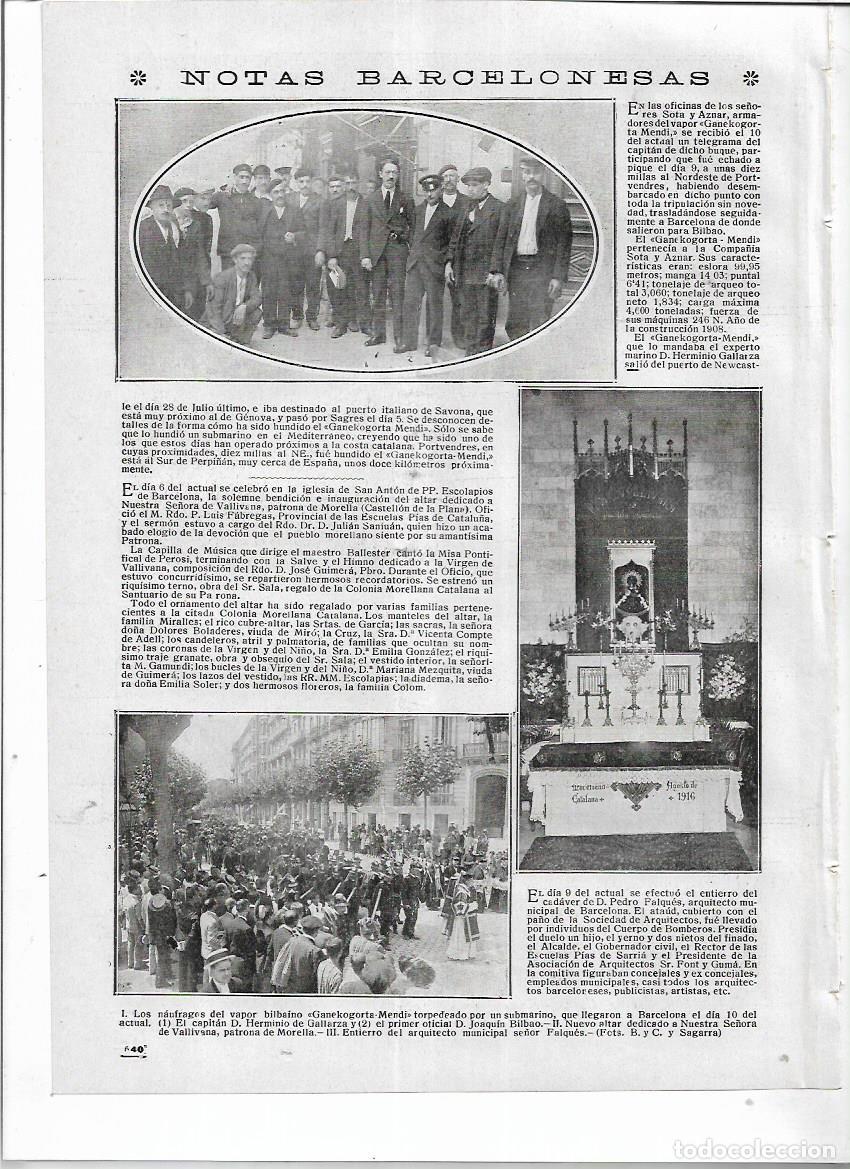 Coleccionismo: 1916 RECORTE PRENSA ESCUELA NUEVO ALTAR VIRGEN DE VALLIVANA EN IGLESIA SAN ANTON ESCOLAPIOS BCNA