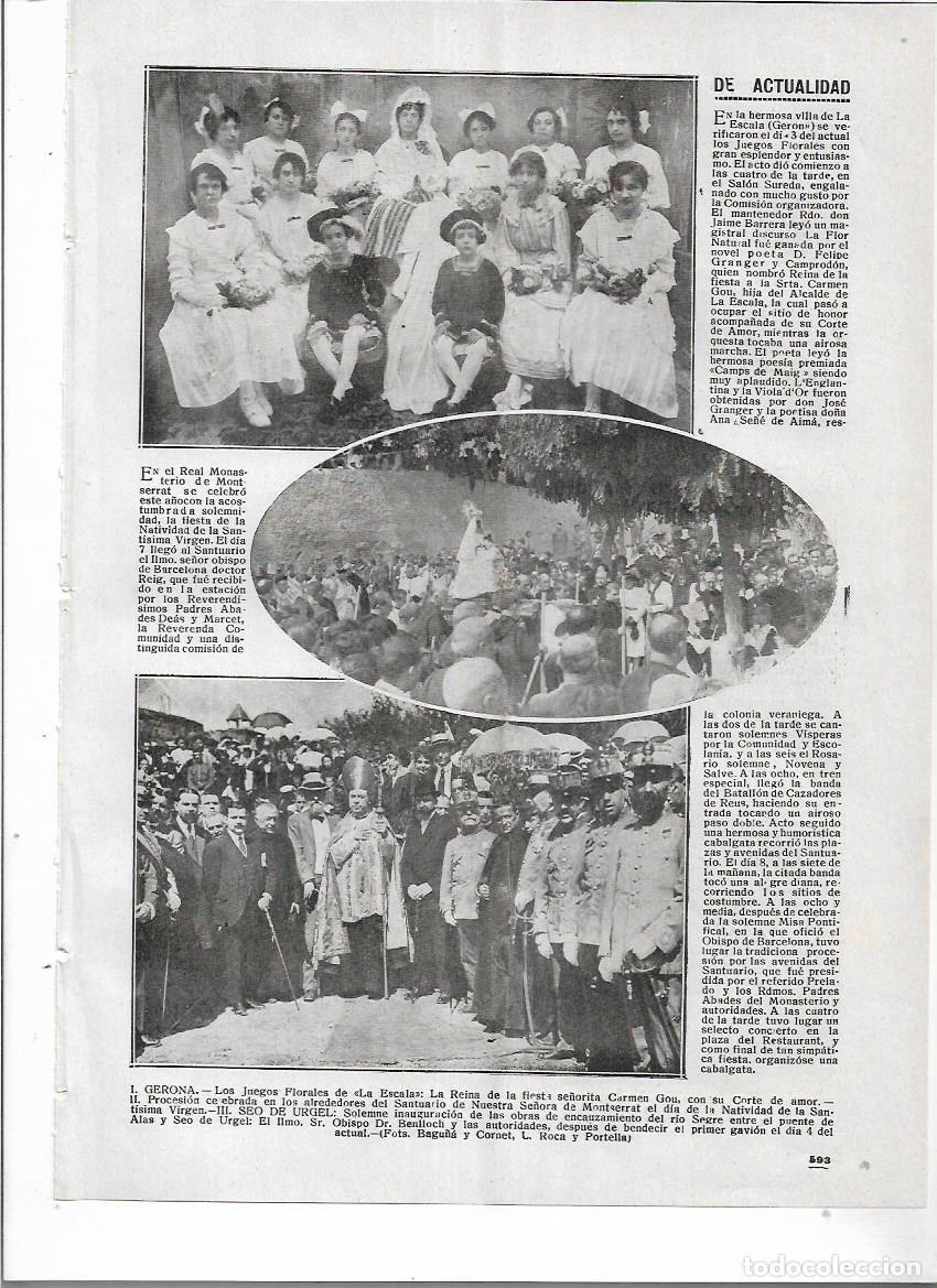 Coleccionismo: A&Ntilde;O 1916 RECORTE PRENSA GIRONA L'ESCALA LA ESCALA JUEGOS FLORALES JOCS FLORALS REINA CARMEN GOU