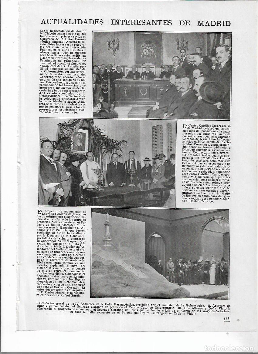 Coleccionismo: A&Ntilde;O 1916 RECORTE PRENS VISITA REYES AL PROYECTO MONUMENTO SAGRADO CORAZON JESUS CERRO DE LOS ANGELES