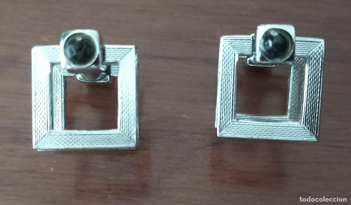 Coleccionismo: GEMELOS PLATEADOS Y PIEDRA AZUL - Foto 1