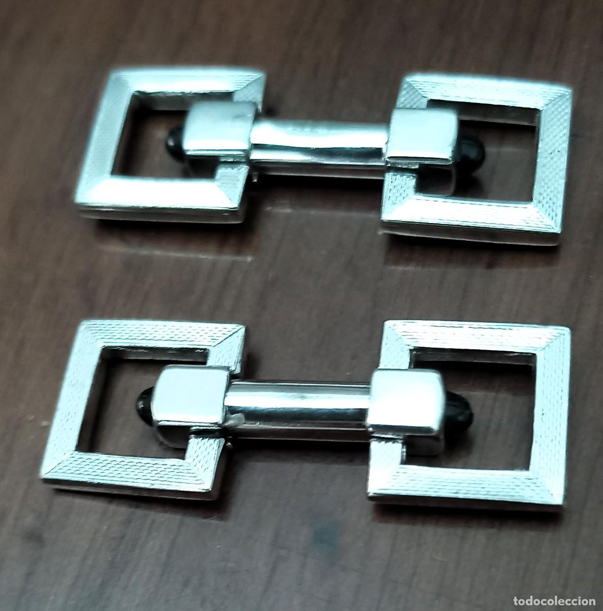 Coleccionismo: GEMELOS PLATEADOS Y PIEDRA AZUL - Foto 2