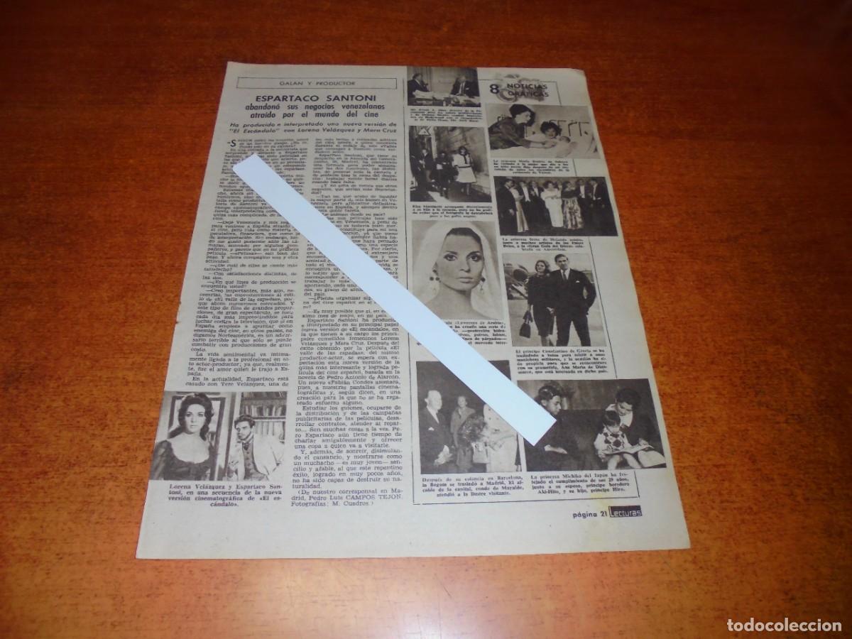 Coleccionismo: RETAL DE 1963: ESPARTACO SANTONI. LORENA VELAZQUEZ/ PUBLICIDAD AMOR&Iacute;OS, ALAIN DELON Y ROMY SCHNEIDER