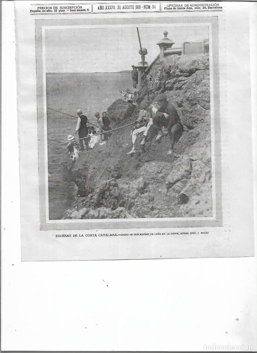 Collecting paper: A&Ntilde;O 1919 RECORTE PRENSA SITGES PESCA PESCADORES DE CA&Ntilde;A EN LA PUNTA FOTO L ROCA