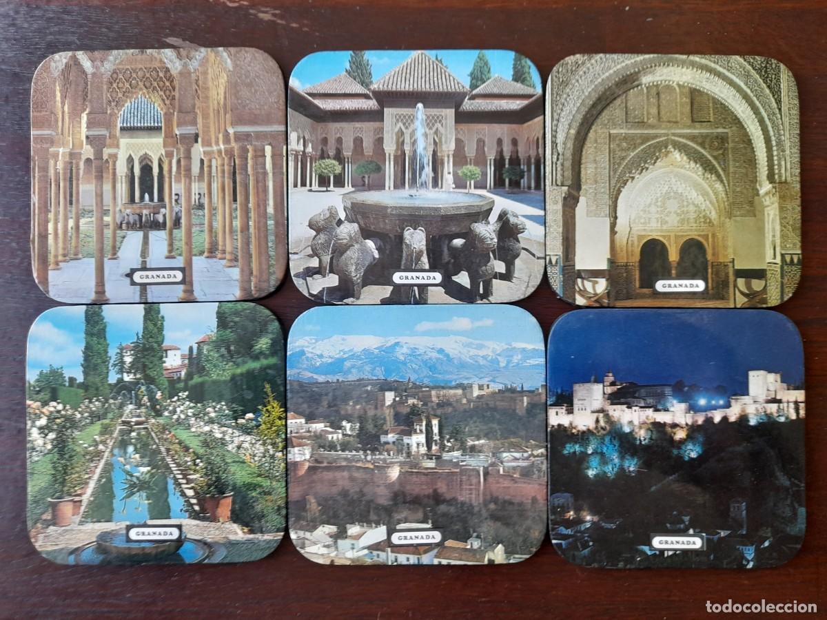 Coleccionismo: Seis posavasos vintage con los rincones m&aacute;s emblem&aacute;ticos de la Alhambra de Granada