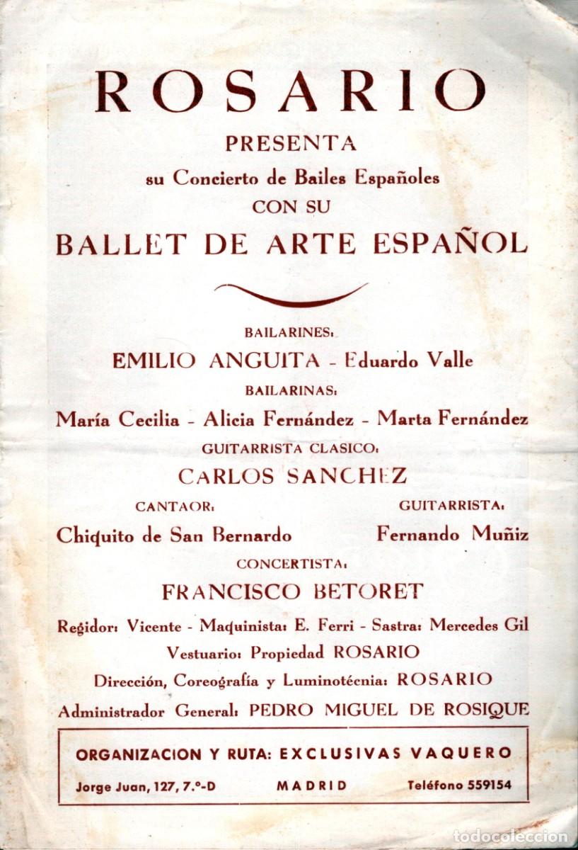 Coleccionismo: Rosario concierto de bailes espa&ntilde;oles ballet de arte espa&ntilde;ol teatro jovellanos 1960
