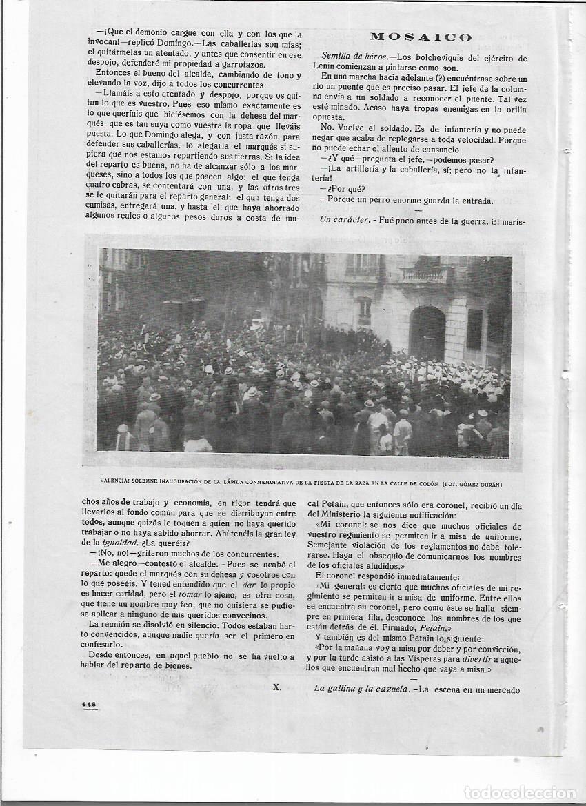 Collecting paper: A&Ntilde;O 1919 RECORTE PRENSA VALENCIA INAUGURACION LAPIDA CONMEMORTIVA FIESTA DE LA RAZA CALLE COLON
