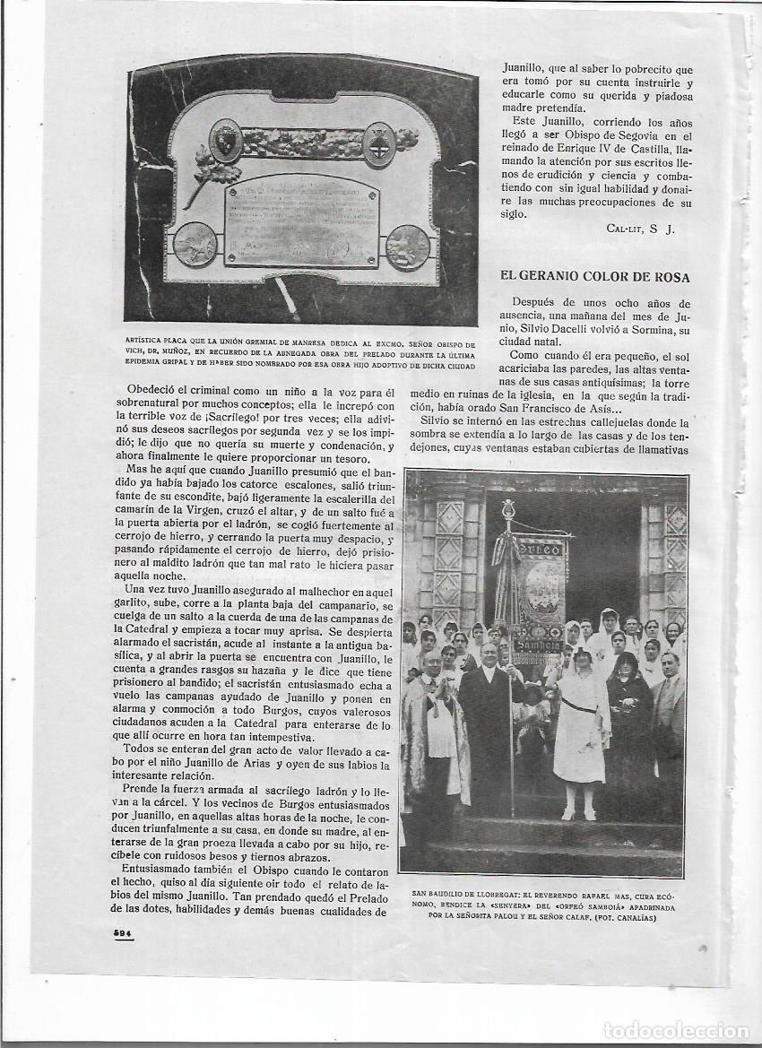 Collecting paper: A&Ntilde;O 1919 RECORTE PRENSA MANRESA PLACA UNION GREMIAL DEDICADA AL OBISPO DE VIC DR MU&Ntilde;OZ