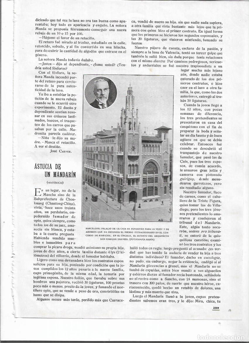 Collecting paper: A&Ntilde;O 1919 RECORTE PRENSA BARCELONA PALACIO CAJA DE PENSIONES PREMIO EXTRAORDINARIO CONCURSO EDIFICIOS