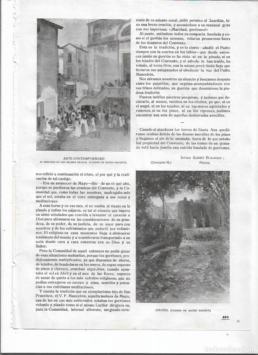 Collezionismo: A&Ntilde;O 1919 RECORTE PRENSA PINTURA ARTE CONTEMPORANEO MERCADO SANT HILARI SACALM MATEO BALASCH