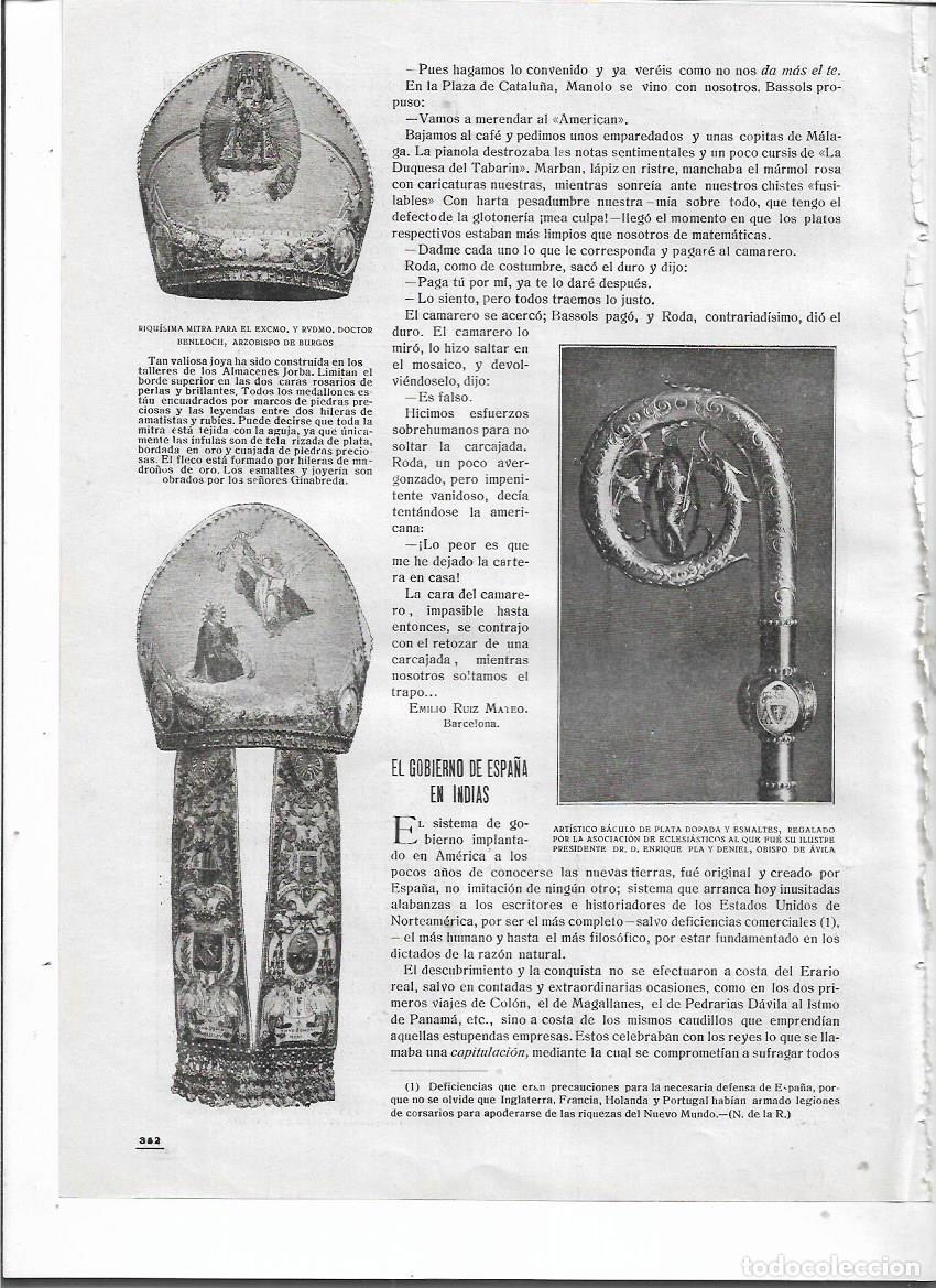 Collezionismo: A&Ntilde;O 1919 RECORTE PRENSA MITRA DR BENLLOCH OBISPO BURGOS OBRA DE LOS TALLERES ALMACENES JORBA