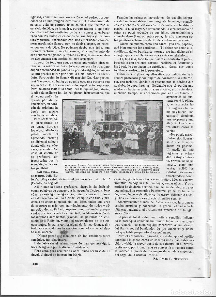 Coleccionismo: A&Ntilde;O 1919 RECORTE PRENSA VILLARREAL INAUGURACION VISITA DOMINICAL DE SAN ANTONIO NUEVE CAPILLITAS