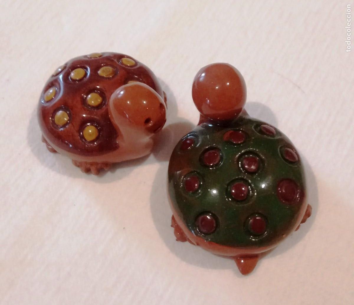 Coleccionismo: TORTUGA - PEQUE&Ntilde;A- PAREJA - BARRO/CERAMICA-ESMALTE COLOR ARTESANIA-MACIZA-VER FOTOS Y DATOS- 51 /116
