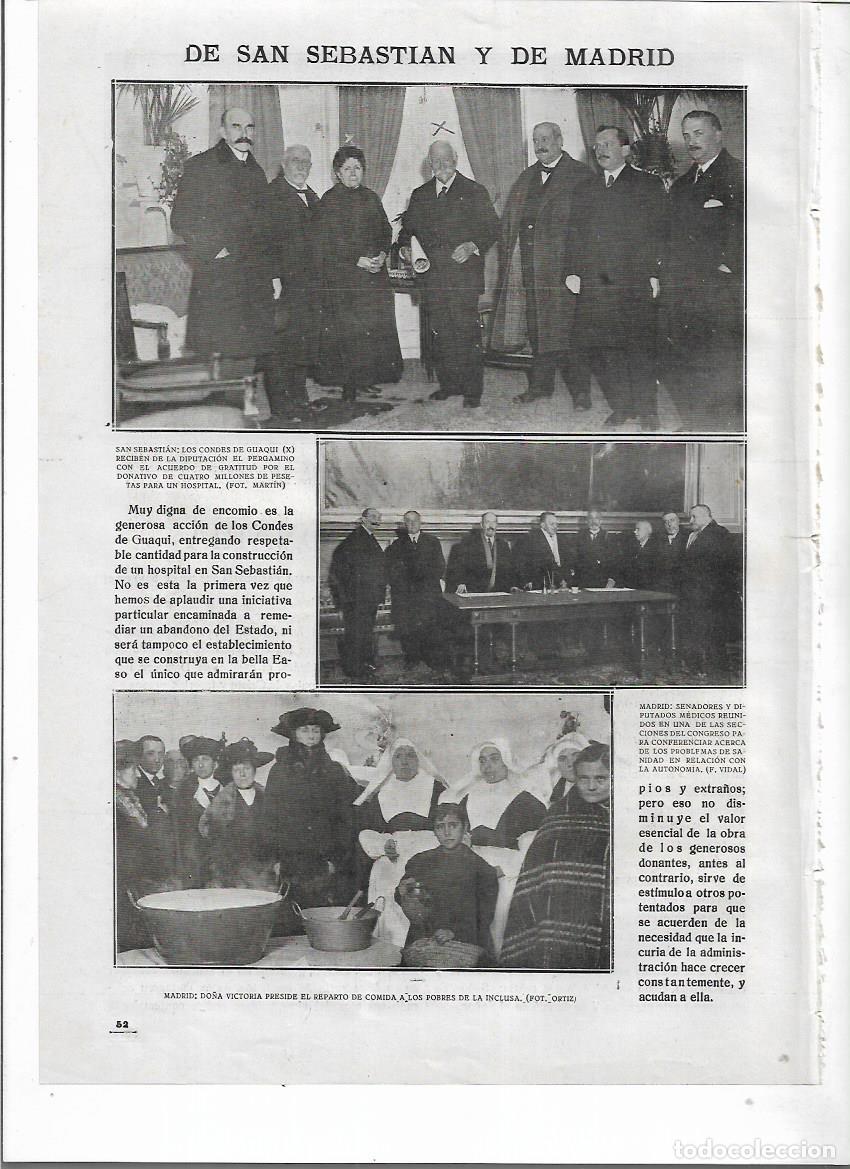 Collecting paper: A&Ntilde;O 1919 RECORTE PRENS SAN SEBASTIAN CONDES DE GUAQUI DONACION HOSPITAL 4 MILLONES PESETAS PERGAMINO