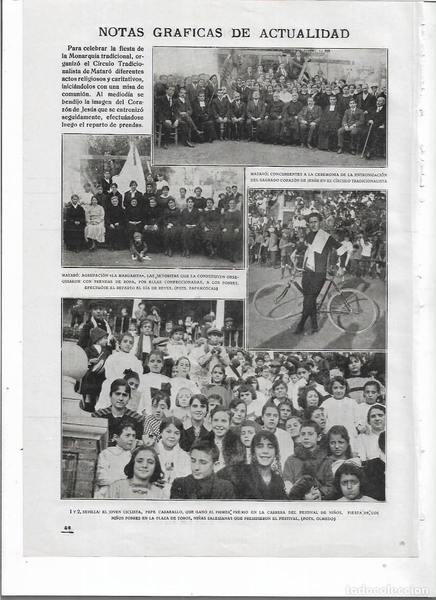Coleccionismo: A&Ntilde;O 1919 RECORTE PRENSA MATARO AGRUPACION LA MARGARITA ENTRONIZACION SAGRADO CORAZON JESUS