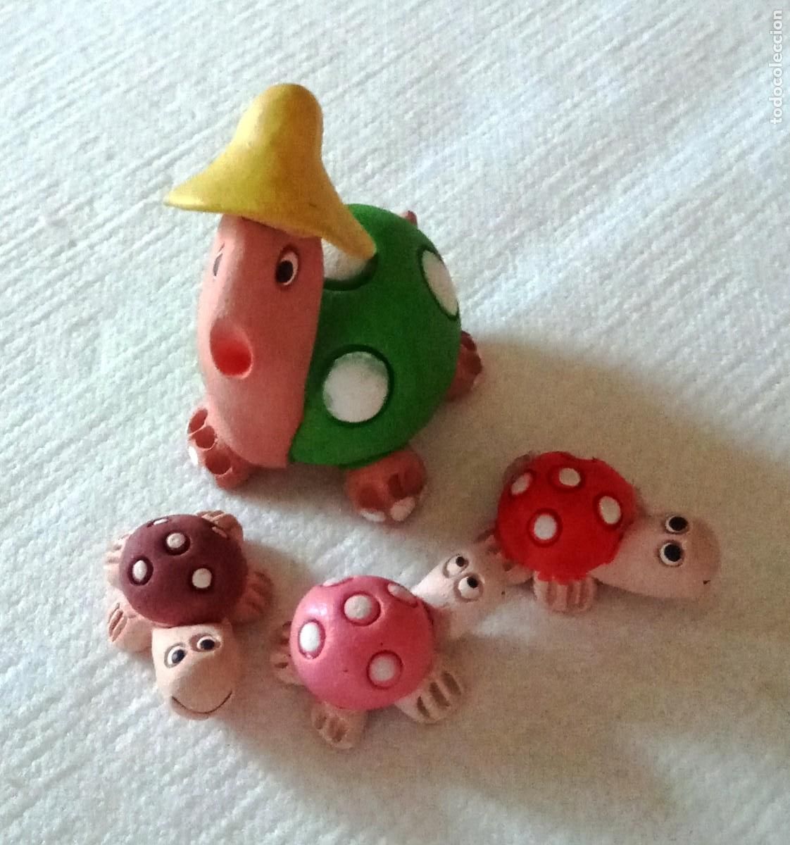 Collecting: TORTUGA -MINIATURA ORIGINAL -SIMPATICA FAMILIA 1 + 3 MINI-CERAMICA BARRO DECORADA-VER FOTOS DATOS-87