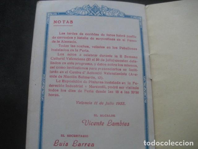 Coleccionismo: PROGRAMA OFICIAL GRAN FERIA DE VALENCIA 1933 - Foto 2