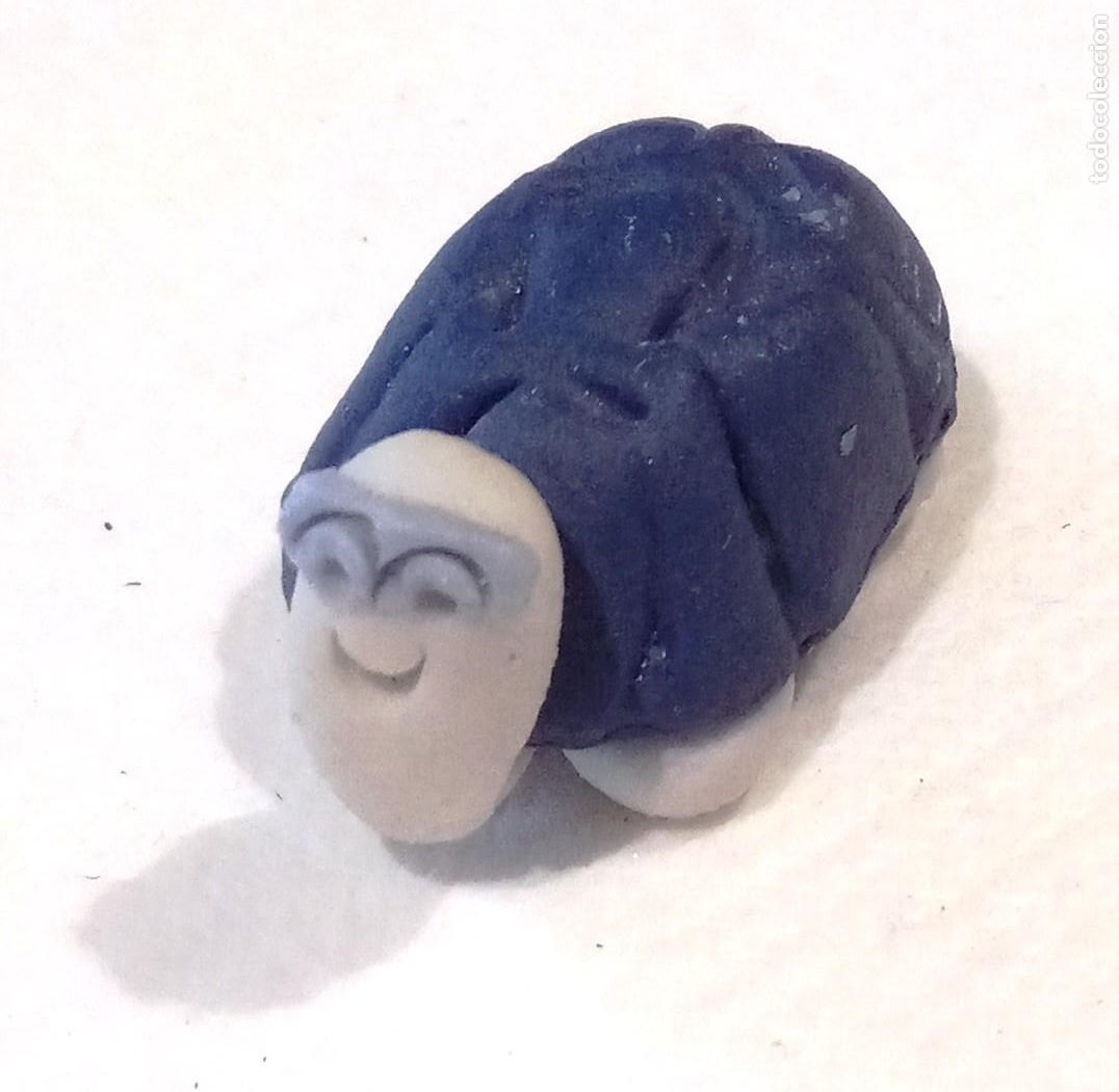 Collecting: TORTUGA -MINIATURA MUY MINI - CERAMICA PASTA COLOR AZUL Y BLANCO- MACIZA - VER FOTOS Y DATOS - N&ordm; 53