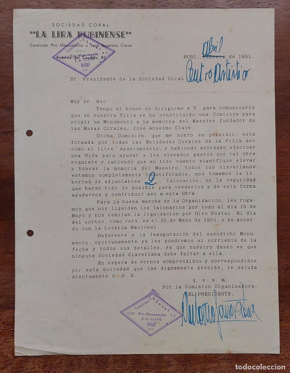 Coleccionismo: RUBI LA LIRA RUBINENSE 1951
