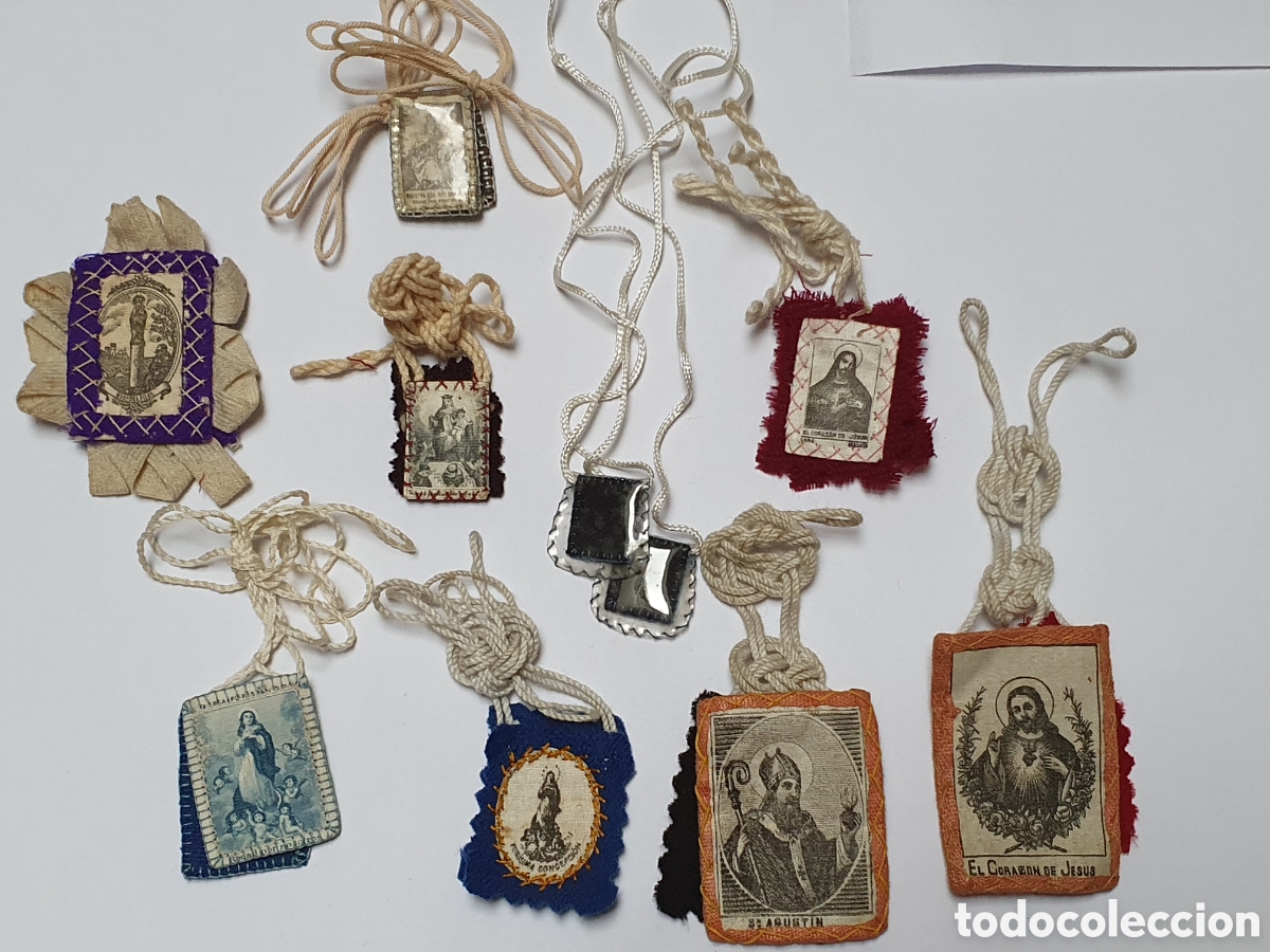 Coleccionismo: ESCAPULARIOS, RELICARIOS, BORDADOS Y COSIDOS A MANO. RELIQUIAS, 9 DISTINTAS.