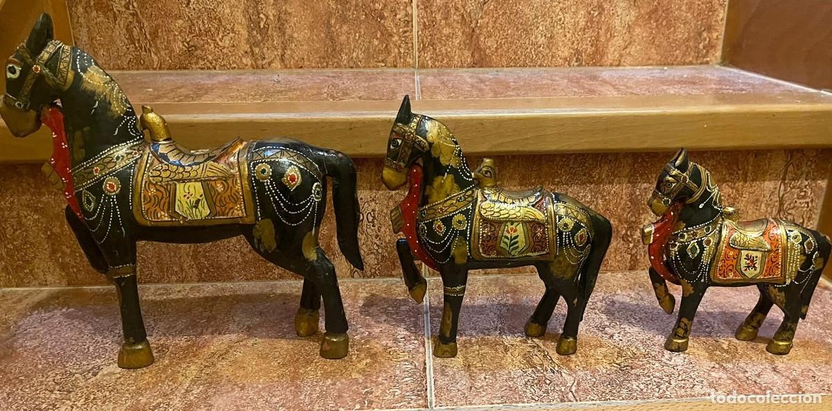 Coleccionismo: JUEGO DE 3 CABALLOS DE MADERA - Foto 10
