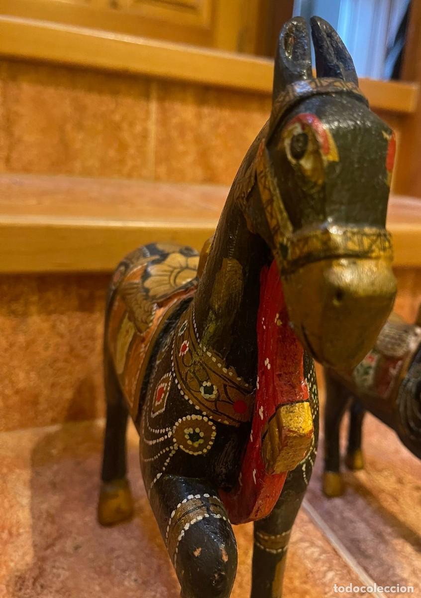 Coleccionismo: JUEGO DE 3 CABALLOS DE MADERA - Foto 15