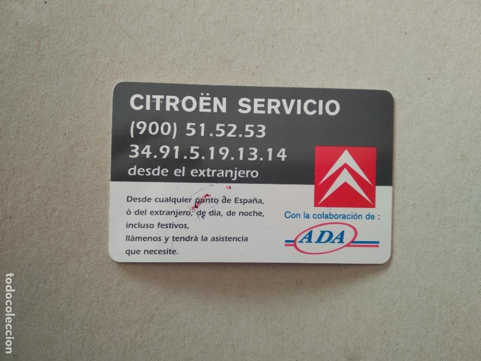 Coleccionismo: TARJETA CONTACTO MARCA DE PUBLICIDAD DE COCHES CITROEN SERVICIO CON LA COLABORACI&Oacute;N DE ADA