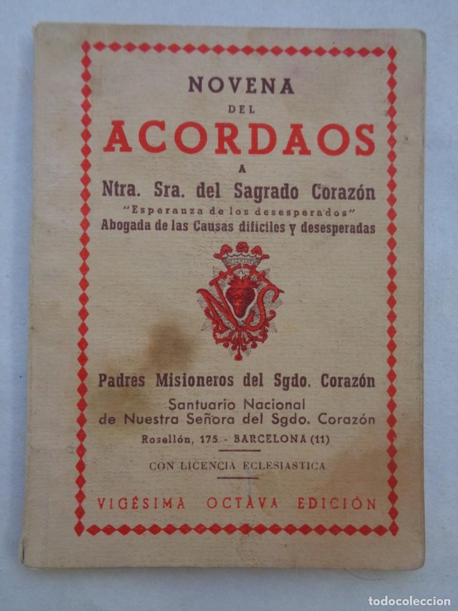 Coleccionismo: PEQUE&Ntilde;A PUBLICACION RELIGIOSA: NOVENA DEL ACORDAOS A NTRA. SRA. SAGRADO CORAZON. 28&ordm; EDI. , 1954