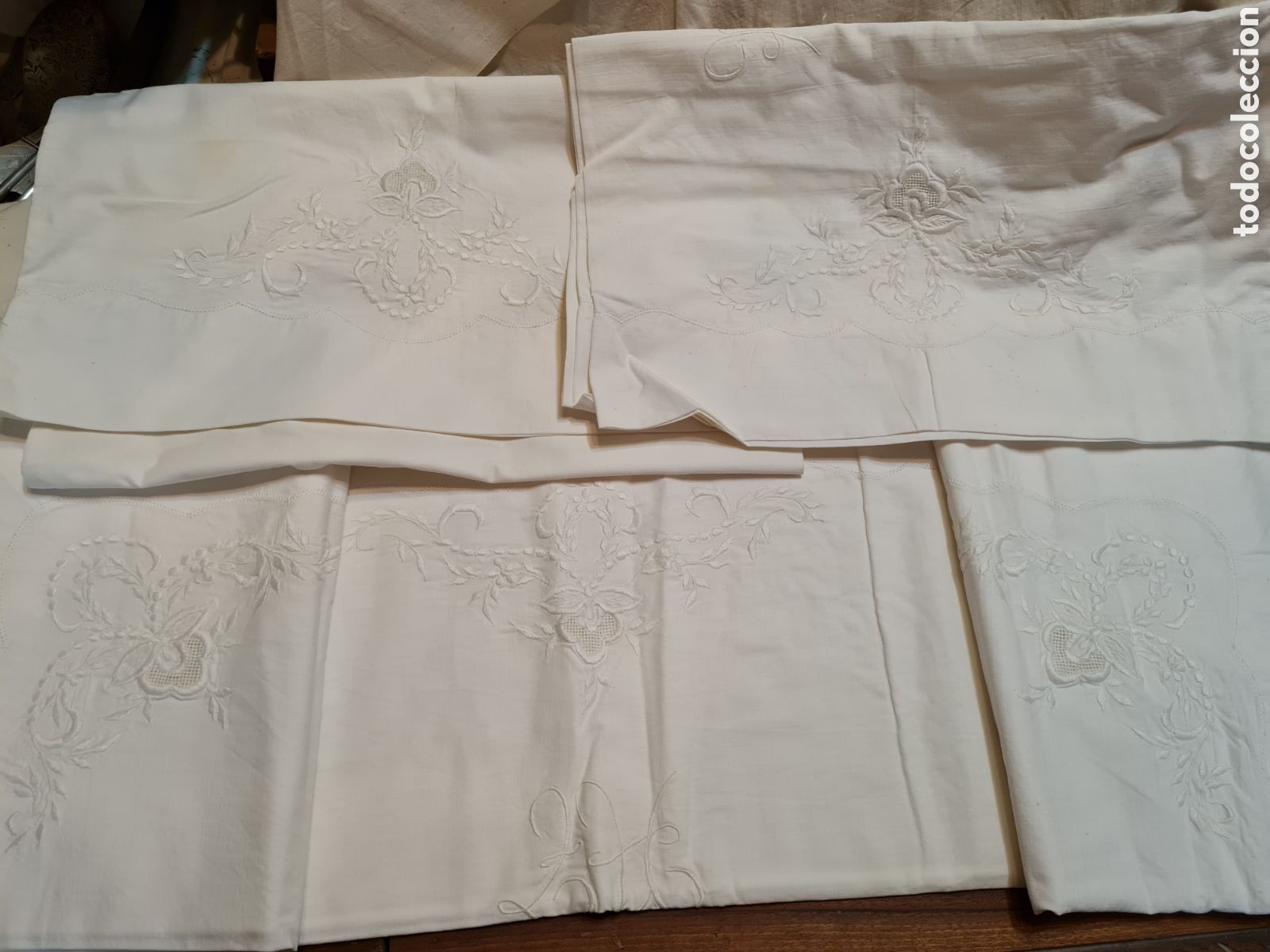 Coleccionismo: Juego de cama antiguo bordado - Foto 1