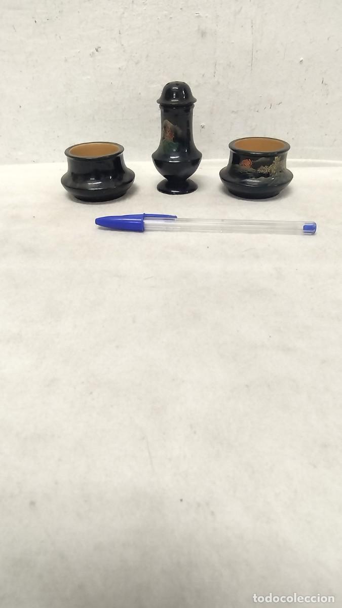 Coleccionismo: Conjunto de dos vasos (Sale?) y (salero especiero?) antiguo,Japon&eacute;s.Posiblemente de Bamb&uacute;, Oriental.
