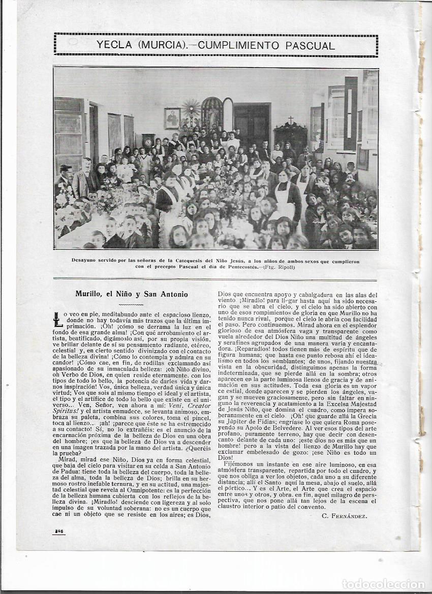 Coleccionismo: A&Ntilde;O 1914 RECORTE PRENSA YECLA MURCIA CATEQUESIS DEL NI&Ntilde;O JESUS DESAYUNO NI&Ntilde;OS CUMPLIMIENTO PASCUAL
