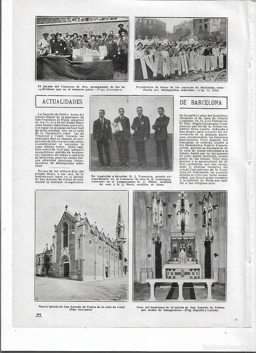 Coleccionismo: A&Ntilde;O 1914 RECORTE PRENSA BARCELONA INAUGURACION IGLESIA SAN ANTONIO DE PADUA CALLE CALAF ST GERVASI