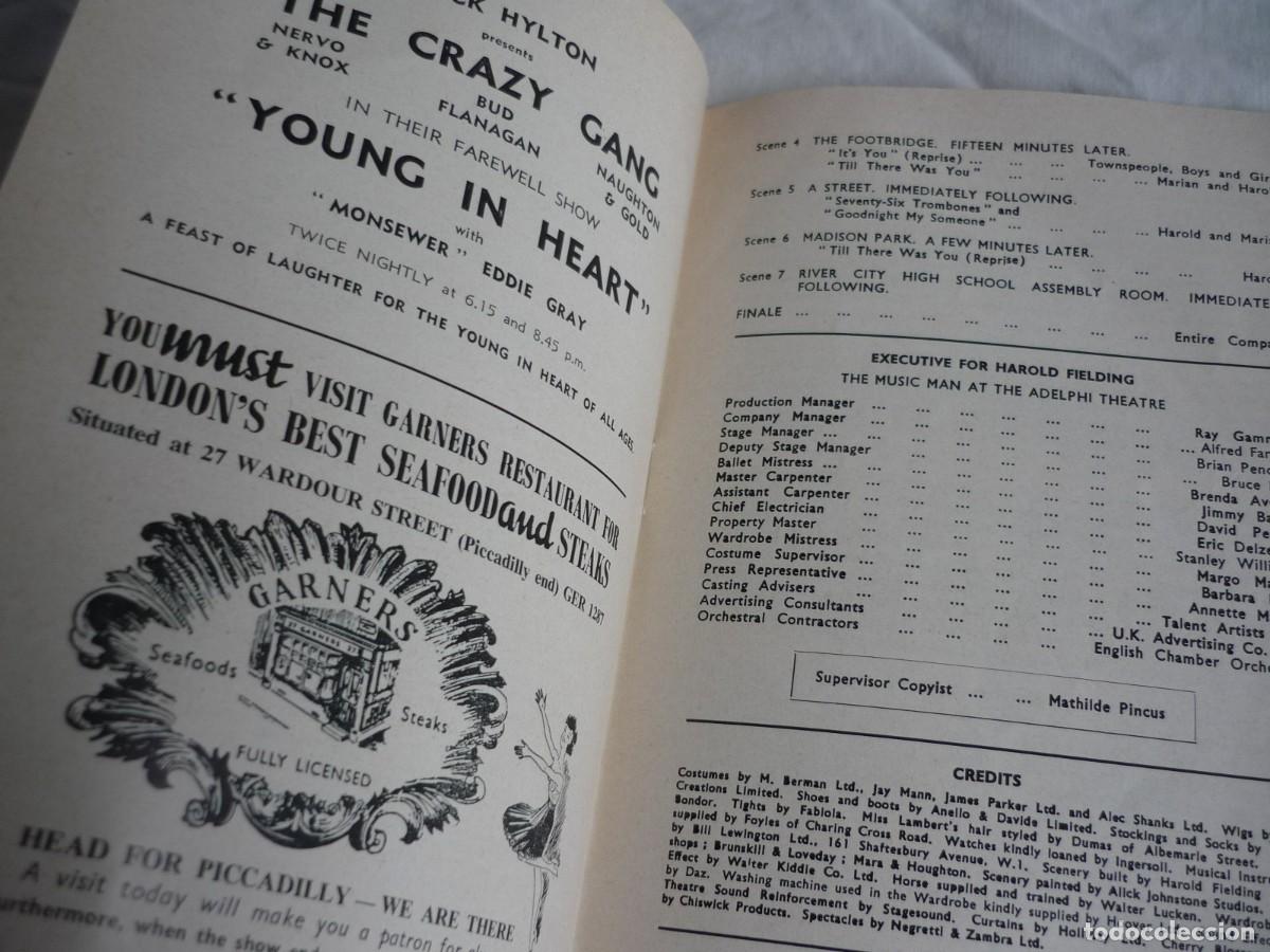 Coleccionismo: Programa Teatro Adelphi The Music Man 1961 Londres - Foto 6
